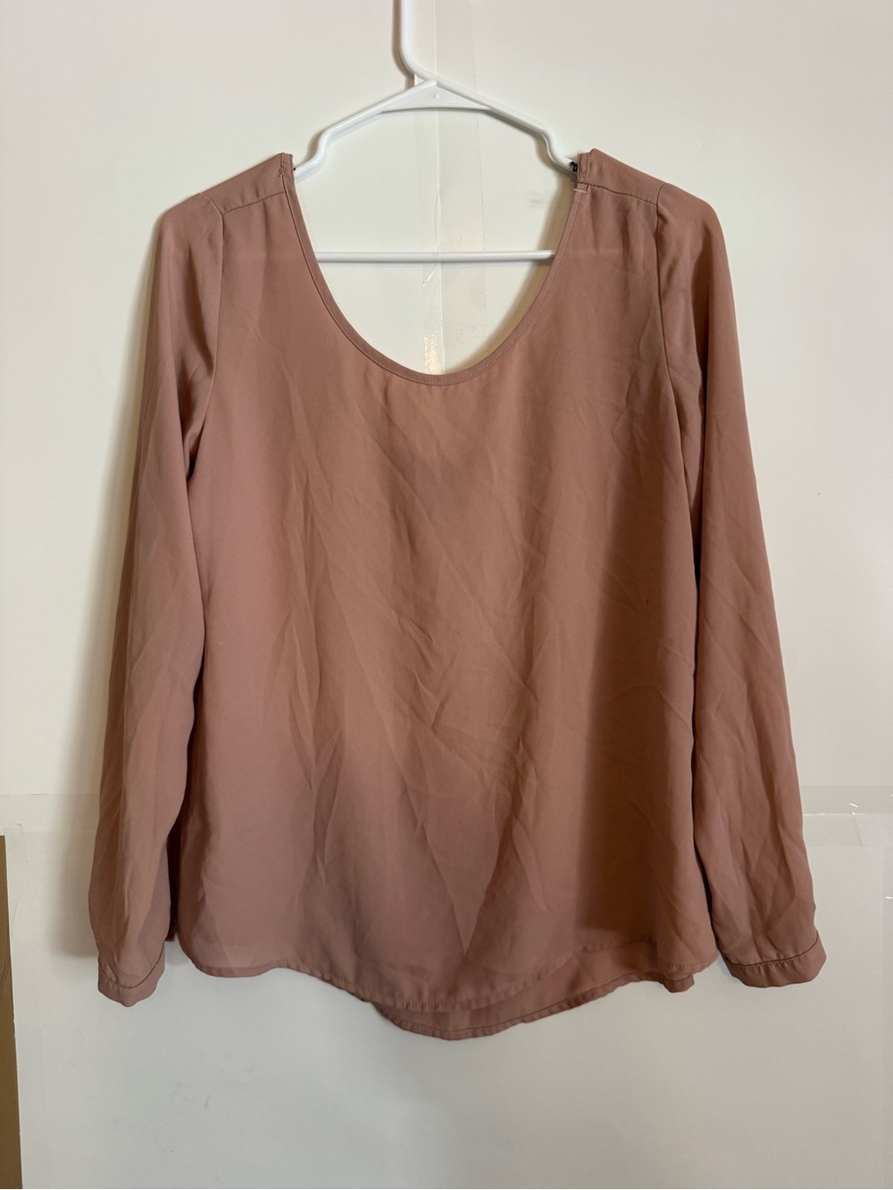 Forever 21 Scoop Neck Long Sleeve Top - Mauve
